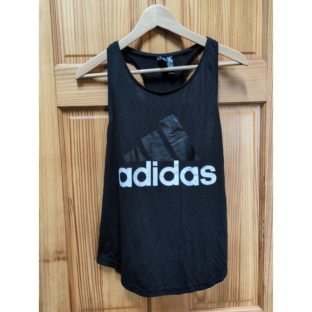 Adidas Racerback Workout Logo Tank Top Activewear Womans Small Black Lightweight